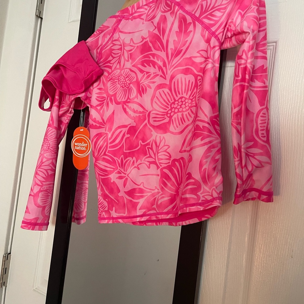 Wonder Nation Vibrant Pink Floral Rashguard Set